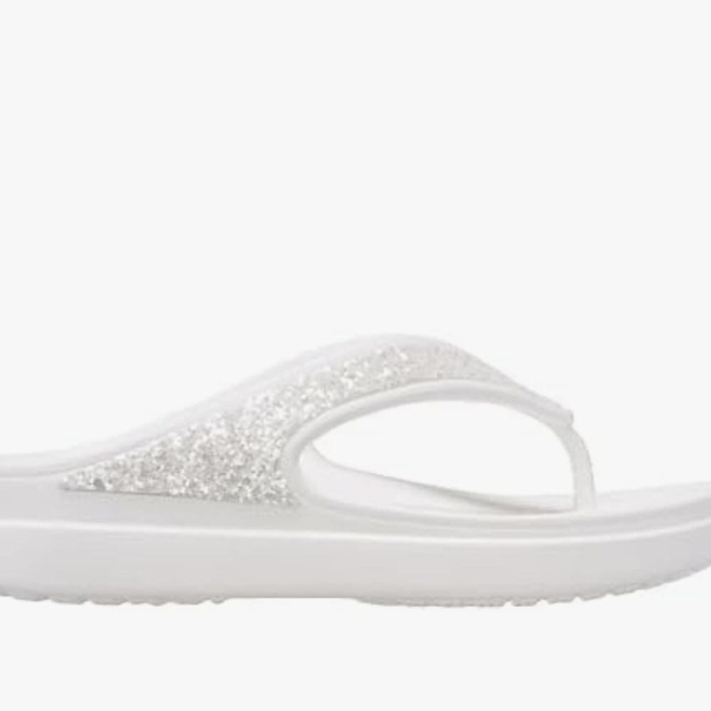 Crocs Sloane Wedge Glitter Flip-Flop Sandal- White - Picture 2 of 13